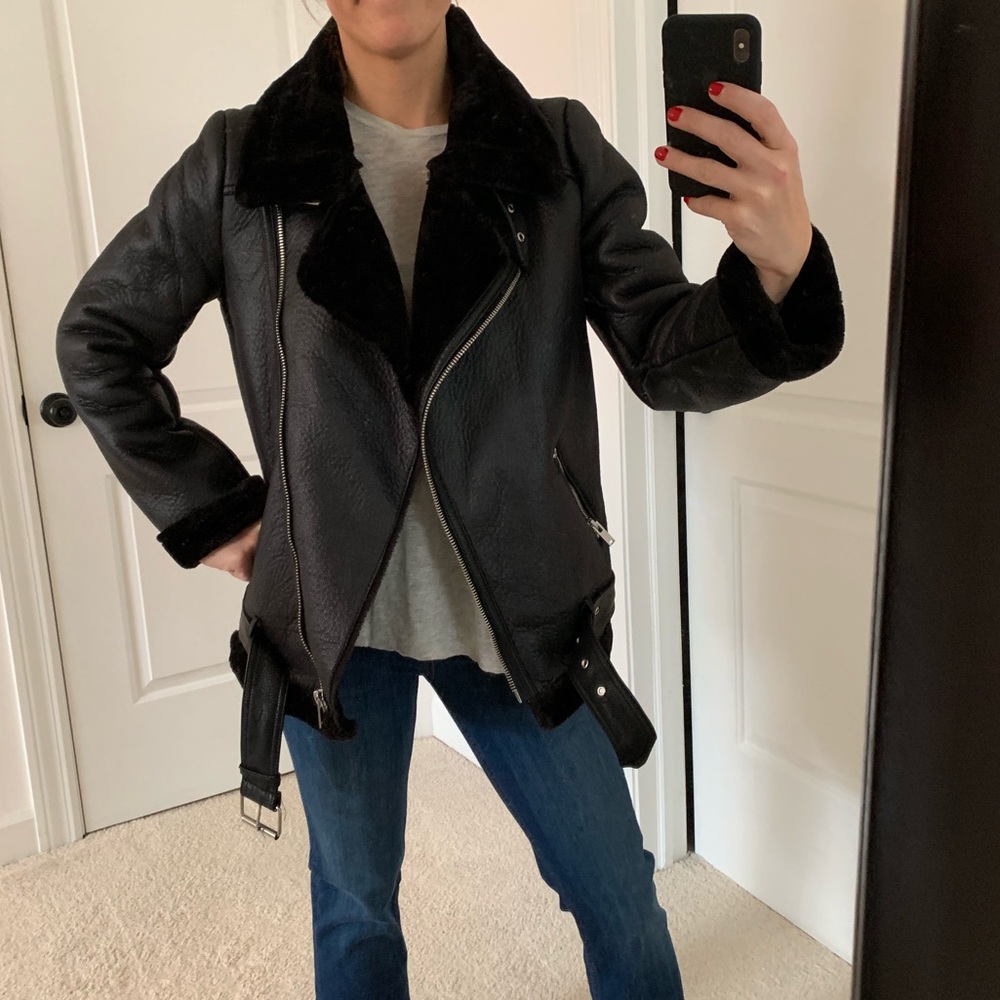 Zara faux leather coat size small